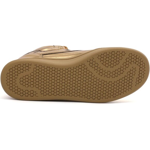 🆕 Gold Women's Hidden Wedge Sneakers 5.5cm High Top Bootie Casual Platform - Picture 5 of 6